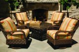 4-Seater Outdoor Leisure Swivel Chair with Dining Table Wf050016