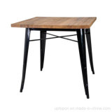 Popular Antique Industrial Square Metal Table with Wooden Top (SP-RT408)
