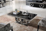 Fashionable Design Stainless Steel Black Glass Coffee Table