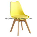 Soft Cushion Tulep Side Wood Leg PP Plastic Chair