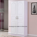 Chinese Simple Two Doors PVC Wooden Wardrobe