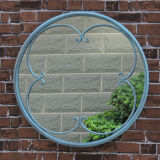 Metal Round Outdoor Mirrors Antique Blue Color
