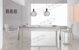 Big Tempered Glass Dining Table with Polished Stainless Steel Frame