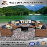 Well Furnir Wf-17066 Outdoor Wicker Patio 8 Piece Fire Pit Seating Group with Cushion