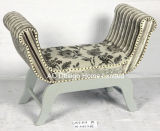 Vintage Fabric/Wooden U Shape Single Seat Ottoman Bench