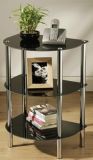 Three-Shelf Black Glass Corner Table New Design (C006)