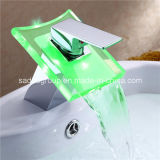 Chrome Bathroom Basin Sink 3 Color LED Waterfall Faucet Mixer Tap