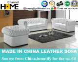 European Antique Furniture Tufted Upholstered Leather 1+2+3 Sofa Set (HC6040)