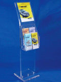 Acrylic Floor Stand with Brochure Holder for Magazine