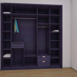 Soft Closed Solid Wood Opening Wardrobe with Purple Painting