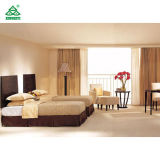 Ebony Wooden Finished Hotel Bedroom Furniture with Modern Twin - Bed