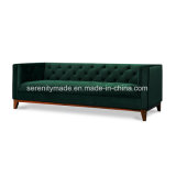 Italian Style Apartment Living Room 3 Seater Velvet Tufted Sofa