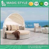 Rattan Wicker Daybed with Sunproof Cushion Outdoor Wicker Sunbed Patio Daybed with Umbrella