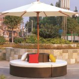 Rattan and Aluminium Lounge Chair with Table and Umbrella (TG-JW06)