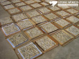 Natural Yellow Pebble Stone on Mesh Tile for Wall Decoration