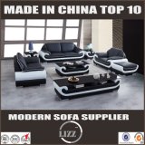 Living Room Genuine Leather Sofa with Coffee Table