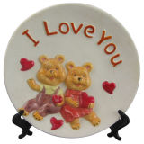 Home Decoration Ceramic Craft Plate with Bear Design