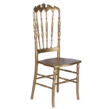 Gold Solid Wood High Back Napoleon Chair for Wedding and Event