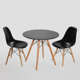Dining Chairs Soft Padded Seat Modern Plastic Chairs with Wood Legs Grey