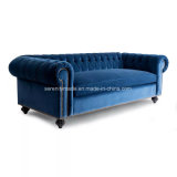 2018 New Design Navy Blue Classic Living Room Velvet Sectional Sofa