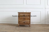 Vintage Finishing Solid Wood with Three Drawers America Style Side Table