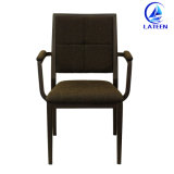 China Hot Sale Comfort Armrest Metal Imitated Wooden Chair
