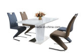 Painted Glass Top High Glossy Painted MDF Dining Table with Stainless Base
