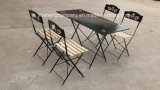 Metal Wooden Dining Table and Chairs with Printing