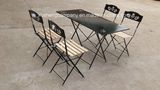 Metal Wooden Dining Table and Chairs with Printing