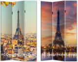 Eiffel Tower Design Living Room Canvas and Wooden Printing Decorative Folding Screen Room Divider X 3 Panel