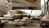 Modern Sectional Leather Sofa with Stainless Steel Legs