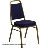 Hotel Furniture Trapezoidal Back Stacking Banquet Chair with Navy Patterned Fabric and Mould Foam