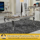 870# Square Marble Top Stainless Steel Coffee Table for Sale