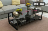 Hot Selling MDF Walnut Solid Glass Coffee Table