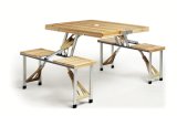 Original Color Fir Wooden Folding Picnic Table with Chairs (MW12014A)