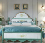 The Mediterranean Sea Bed Coloured Drawing or Pattern to Do Box Bed American Country Furniture Korean Mediterranean Hand-Painted Easy Big Bed (M-X3617)