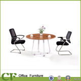 Wood Round Office Small Tea Table with Metal Frame