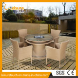 All Weather Modern Aluminum Outdoor/Indoor Double Round Chafing Dish Hot Pot Table Set PE Rattan Fire Pit Furniture
