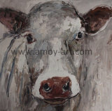 Handmade Canvas Wall Art White Cow Oil Paintings From Workshop for Home Decoration