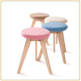 Restaurant Dining Stool Solid Wood Chair with Soft PU Cover