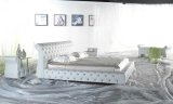 Classic Tufted Headboard Bed Leather Bed for Home