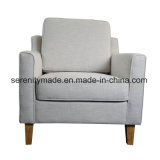 Minimalist Gray Linen Cushion Sofa Chair with Comfortable Armrest and Wood Legs