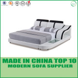 Convenient Adjustable Head Leather Bed with LED Light