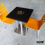Square Solid Surface Black Restaurant Table with Logo (170929)