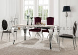 Modern Dining Table with Temper Glass Top Steel Leg