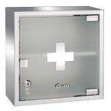 Wall Mounted Lockable Stainless Steel Medicine Cabinet Box with 1 Shelf and Frosted Glass Door