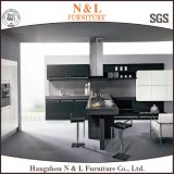 Dark Wood Veneer and High Gloss Wooden Kitchen Cabinet with Factory Price