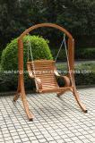 Outdoor Hanging Steel Link Chain Rope Swing Chair with Wood Material