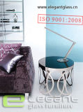 New Popular Glass End Table with Silvery Metal Support