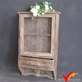 Antique Decorative Mesh Door Wooden Wall Cabinet with Hooks